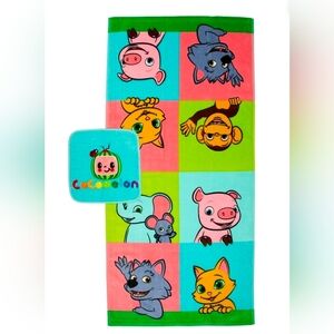 Cocomelon Kids Cotton 2 Piece Towel and Washcloth Set, NEW